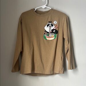 Zara Brown Long Sleeve Shirt with Panda Graphic